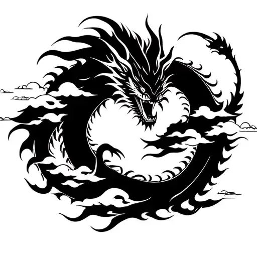 Circular Dragon In The Clouds