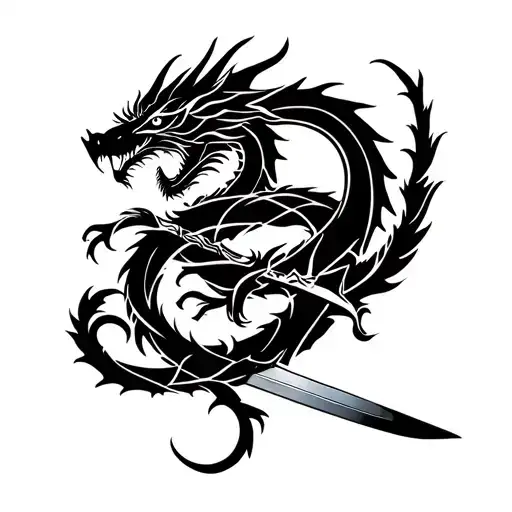 Dragon Wrapping Around Sword