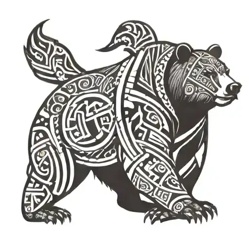 Bear With Man Thigh Templar Drawing