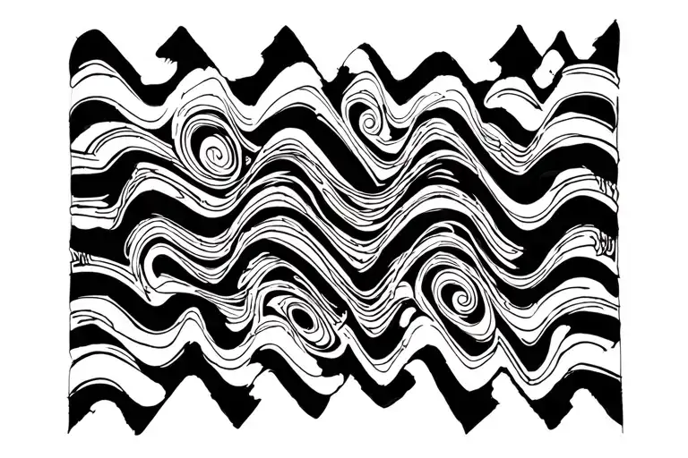Trippy Curvy Zig Zag Pattern Art