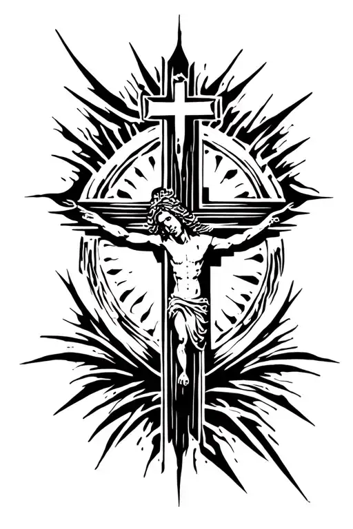 Cross That Incorporates Jesus With God Speed Somewhere