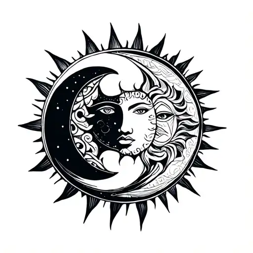 Sun And Moon In The Background