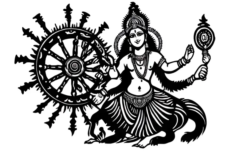 Krishna Holding Chariot Wheel