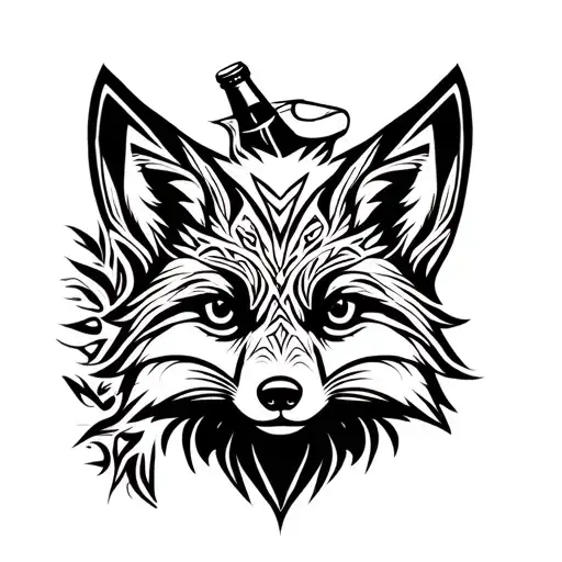 Fox With A Bottle Of Beer