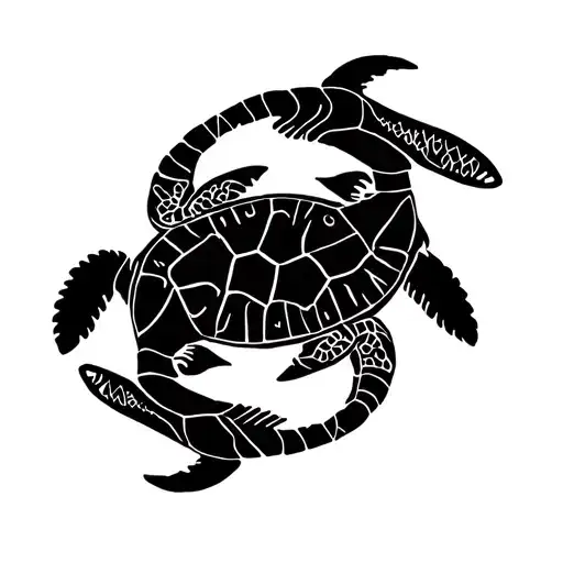 Turtle And Shark Circling Each Other