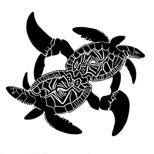 Turtle And Shark Circling Each Other