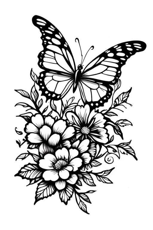 Butterflies And Flowers And Vines Around It