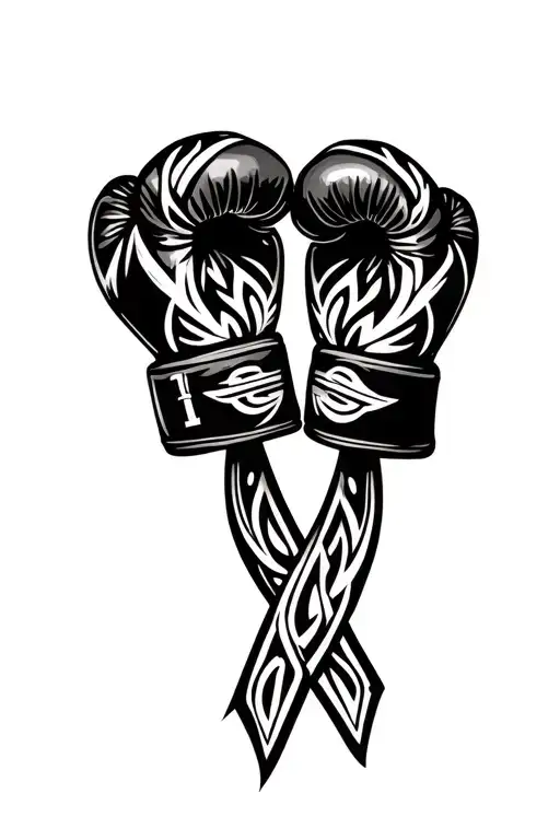 Boxing Gloves With Memorial Ribbon