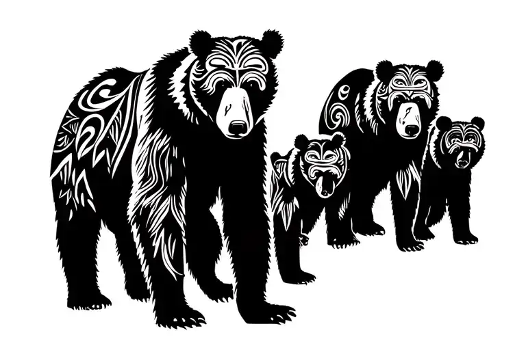 Bear Families Walking Along