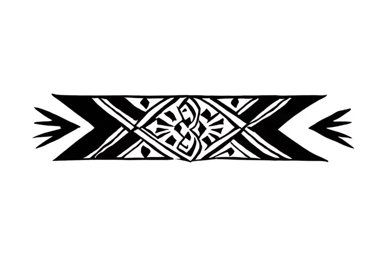 Peruvian Armband With Chakana And Tumi