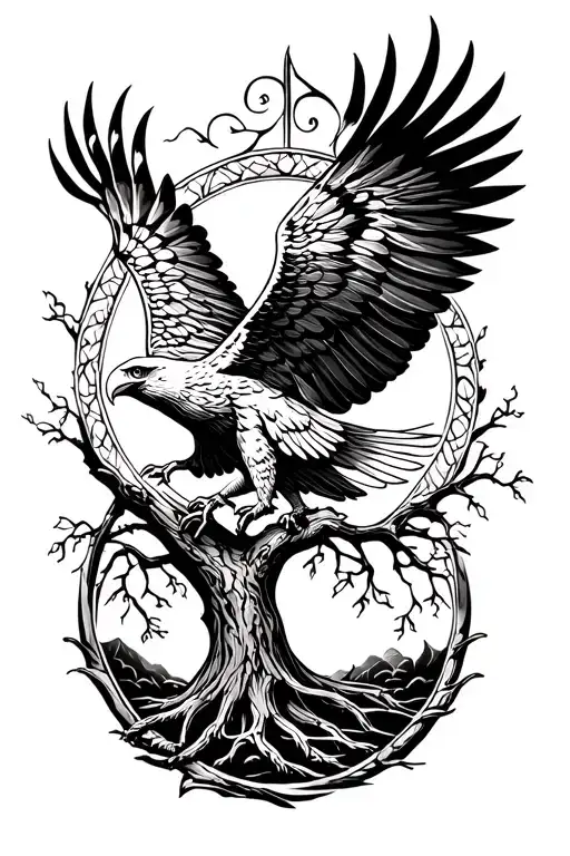 Eagle Soaring Tree Of Life Christian