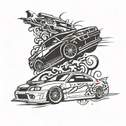 Guns And Japanese Jdm Car Drifting