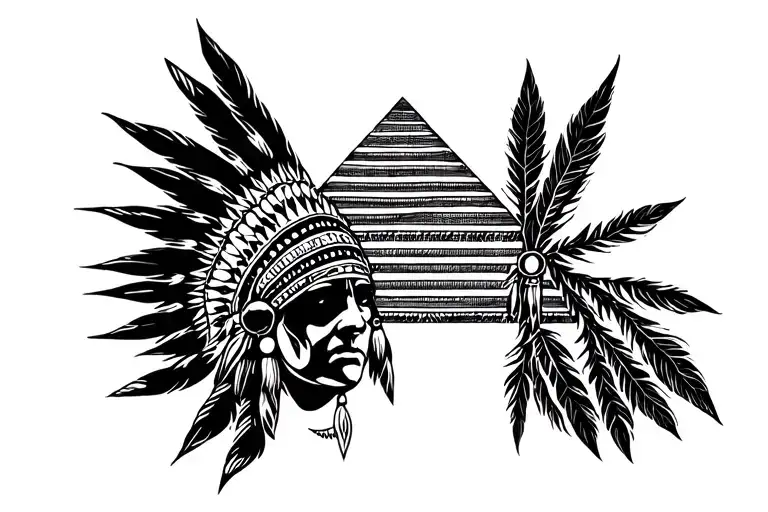 Indian Headdress And Pyramid Made