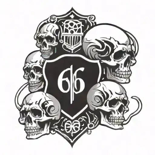 4 Skulls With Route 66 Sign In Middle