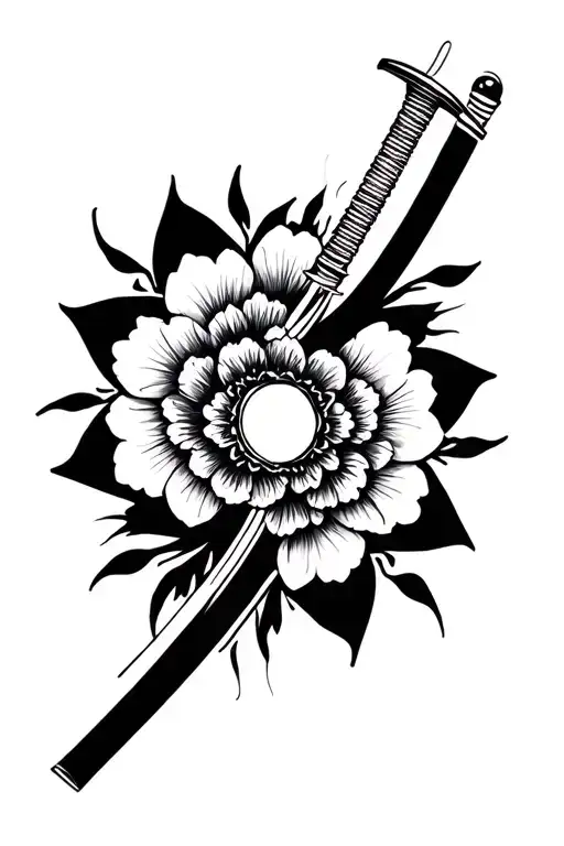 Katana And Flowers
