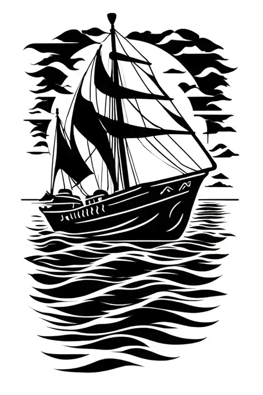 A Sailboat Leaving Harbor