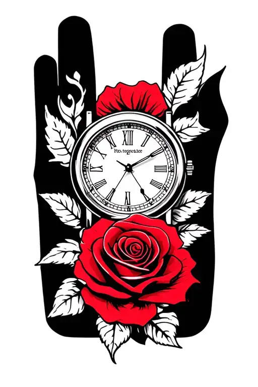 Watch And Red Rose On The Hand