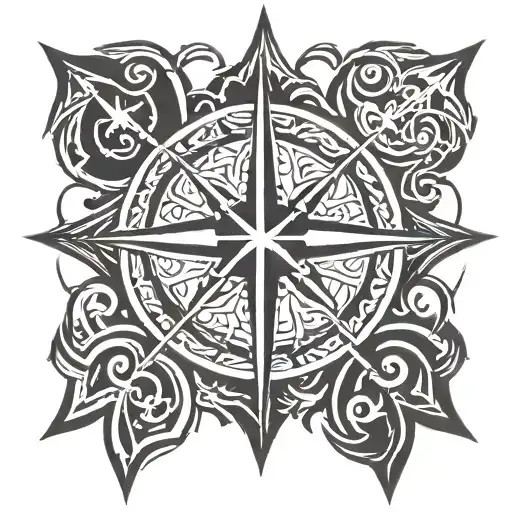 Cross And Compass Rose Intertwined