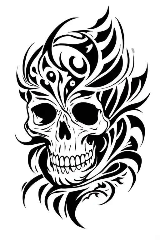 Neo Tribal Design Inspired Passion And Skull