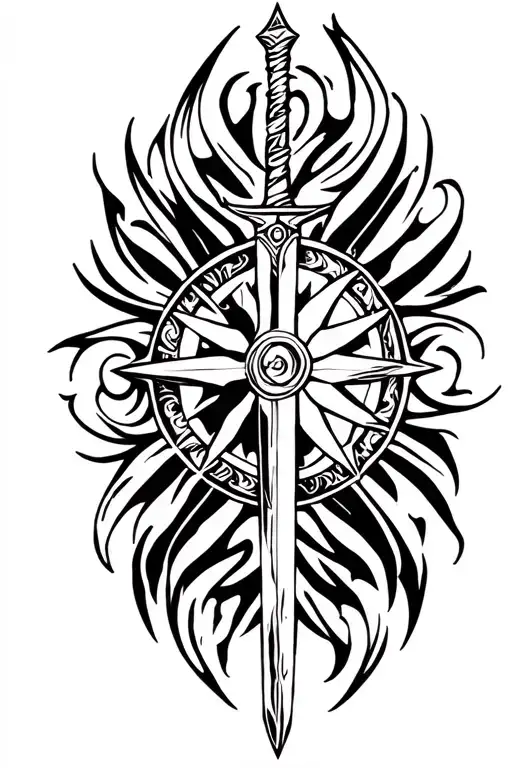 Wind Rose With A Sword