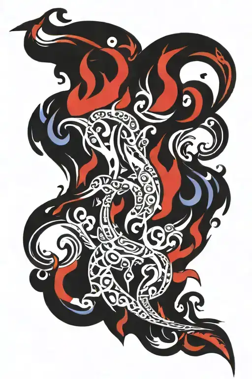 Blue And Red Fire Flames