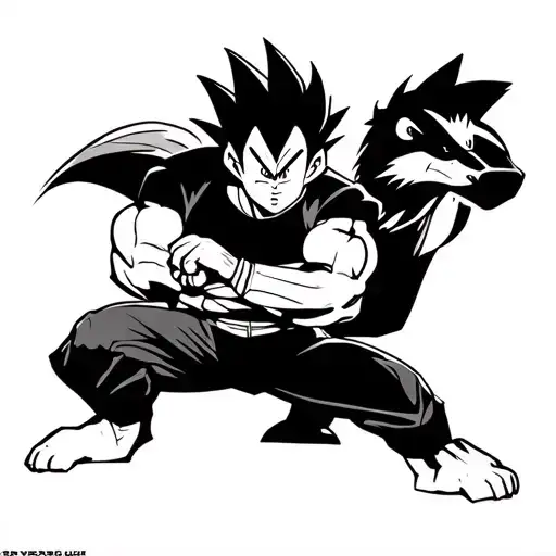 Vegeta Dragon Ball Z And A Honey Badger Posing With A Never Give Up Theme