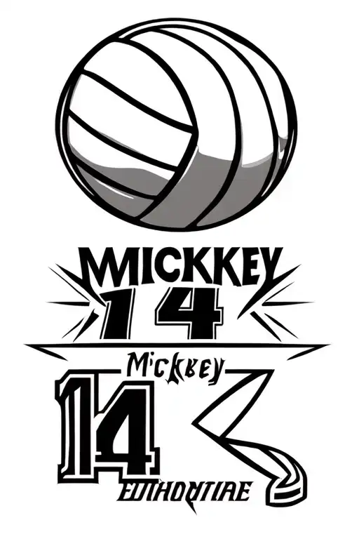 Volleyball With The Number 14 And The Name Mickey Underneath The Volleyball