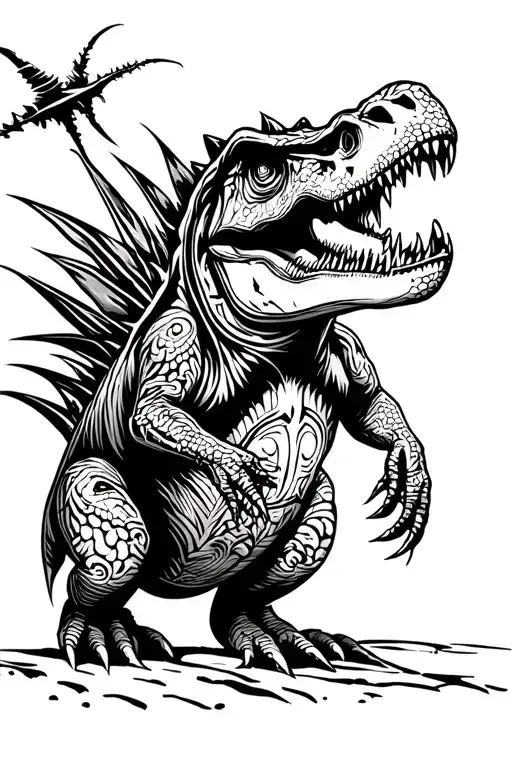 Death Riding A T Rex Manga Inspired