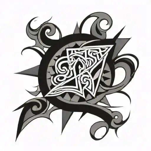 Letters An In Black Grey Tattoo Design Featuring