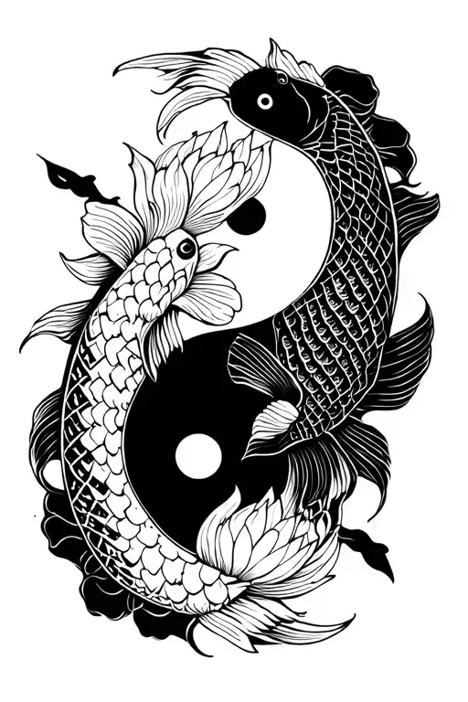 Lotus Koi Fish Yin And Yang