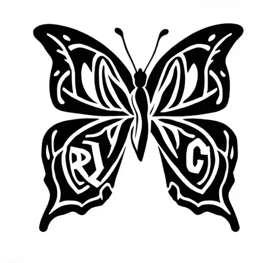 Butterfly Using Initials R J And C In The Shape