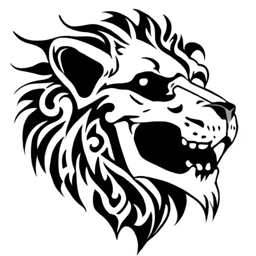 Lion Black Tribal Skull