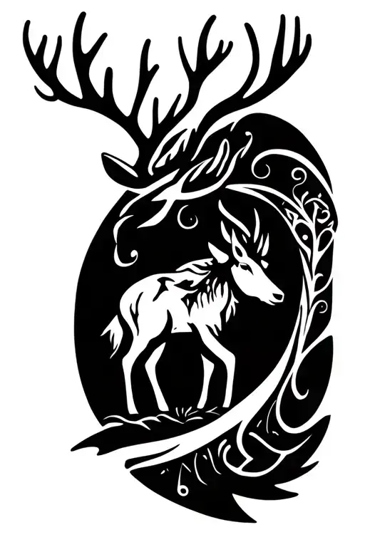 Tribal Elk In Forest
