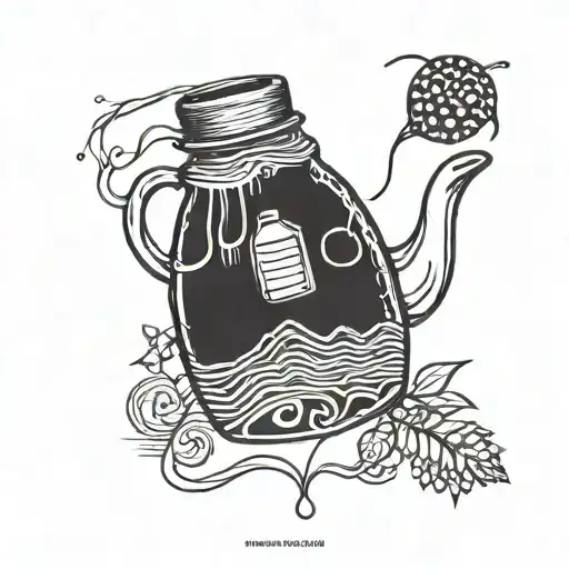 Tea Bag Leaning On Bottle Of Honey