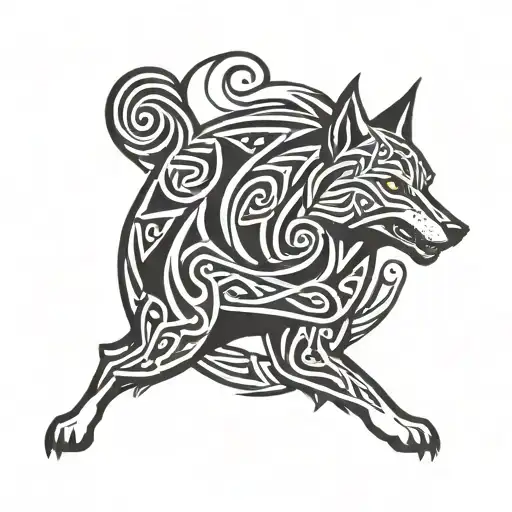 Celtic Knot Wolf Chasing Tail