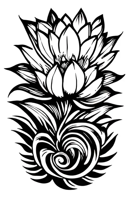 Lotus Flower In Polynesian Style