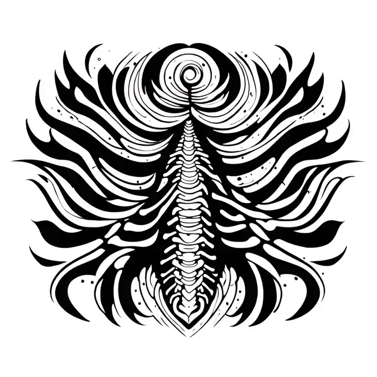 Boho Ocean Spine Tatto Design