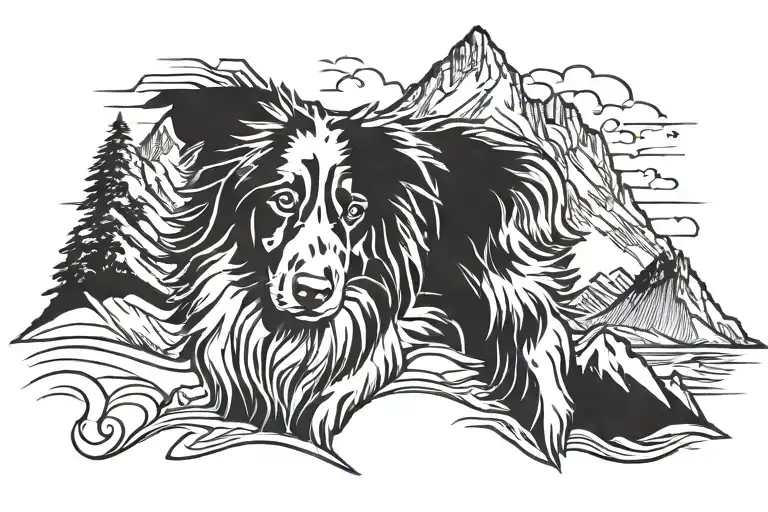 Australian Shepherd By Mountain Peak