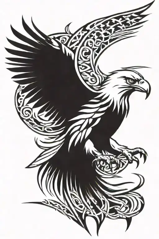 Patriotic Tribal Eagle Soaring
