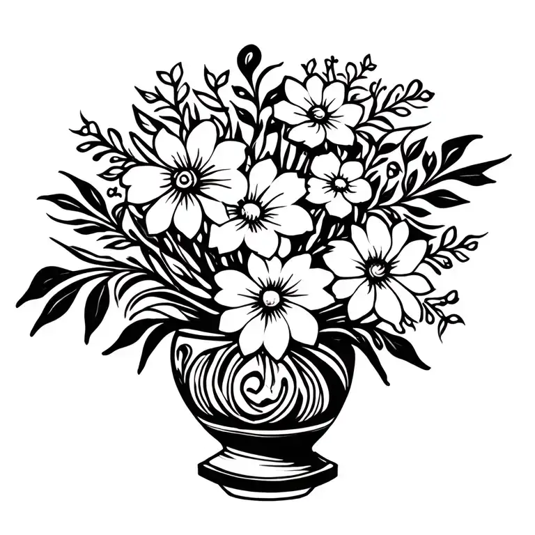 Traditional Vase With Flowers Coming