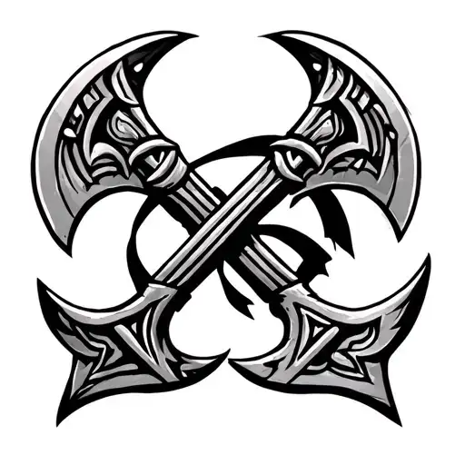 Crossed Viking Axes Crossing Over Eachother