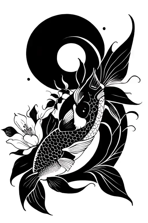 Sigil Sleeve Moon And Sun Koi Fish Lilies And Cast Fossils Inside