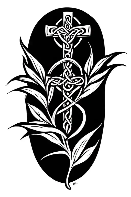 Plant Intertwined With Celtic Cross Incorporated