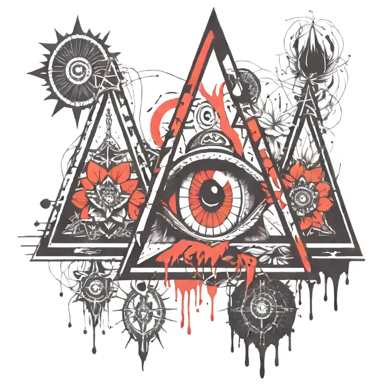 All Seeing Eye Lotus Flower Intertwined