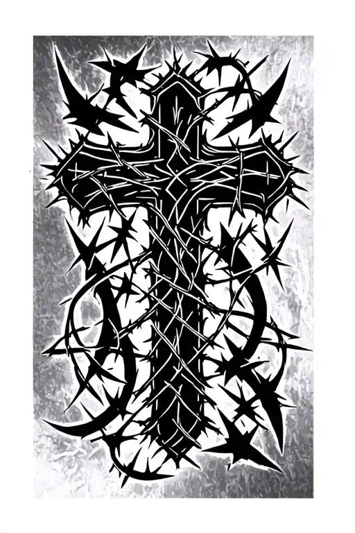 Cross Made Of Barbed Wire Wrapped