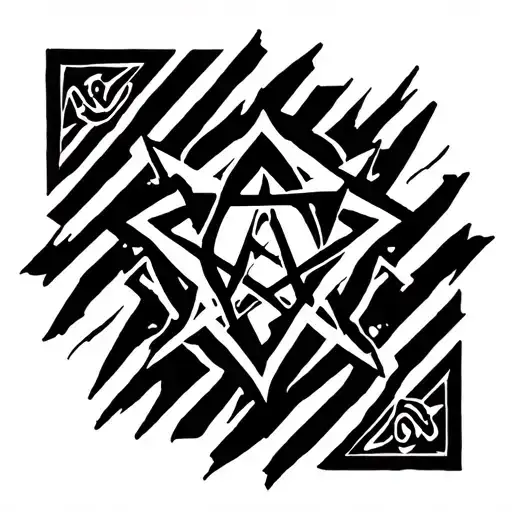 Pentagram And Stripes With Name Amin