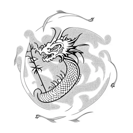 Dragon With Flowering Tree