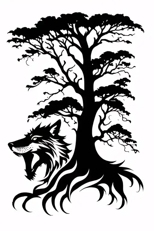 Tree And Wolf