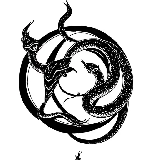 Snake Coiling Around The Moon