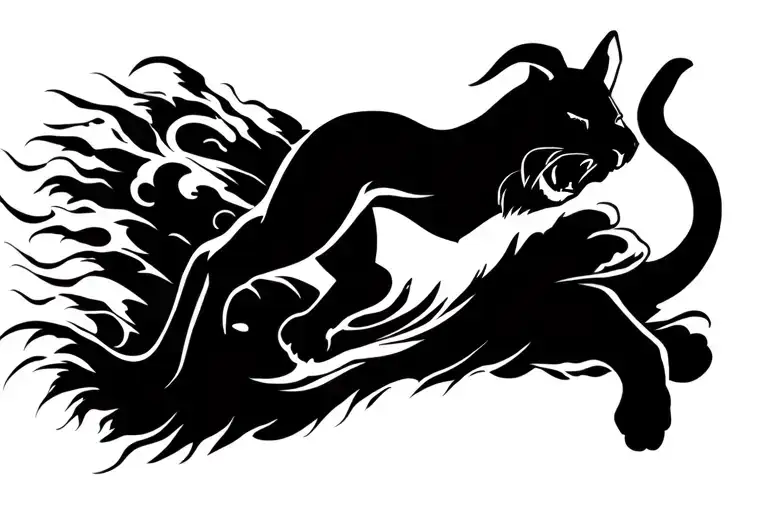 Puma Leaping Through A Stormy